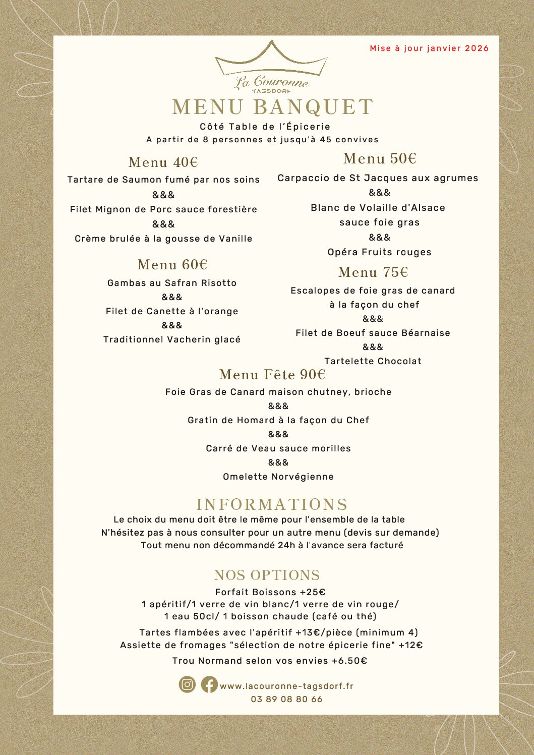 Menu banquet octobre 2024