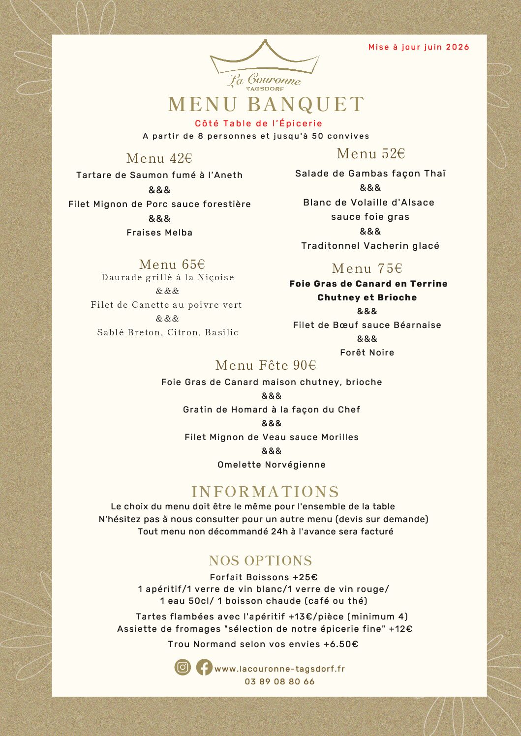 Menu banquet octobre 2024